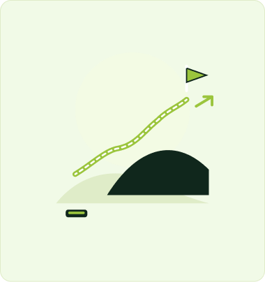 Illustration of a rising path leading to a flag